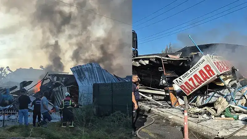 75 kiracının bulunduğu pazarda çıkan yangının nedeni tespit edilemedi