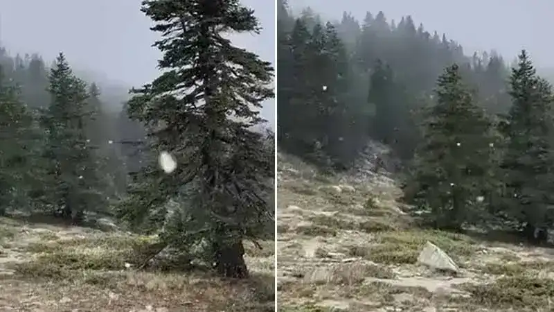 Türkiye'nin önemli kış turizmi merkezlerinden Uludağ'da kısa süreli kar yağışı etkili oldu