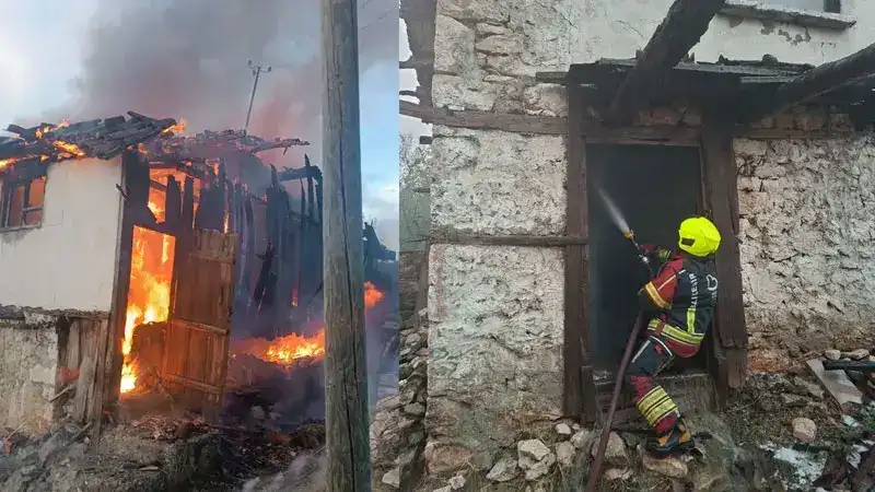 Evde çıkan yangında 2 kardeş dumandan etkilendi