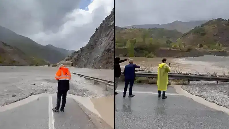 Erzincan’da sağanak sele neden oldu; Erzurum kara yolu tek yönlü ulaşıma kapatıldı